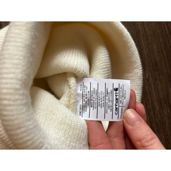 Carhartt Beanie Hat White Unisex Stocking Hat Beanie Essential Made in USA - Picture 3 of 3